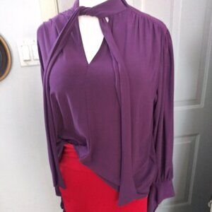 ZARA!!! FAB PURPLE JERSEY BLOUSE & KNIT RED/PURPLE SKIRT [EXPRESS] SIZE 6